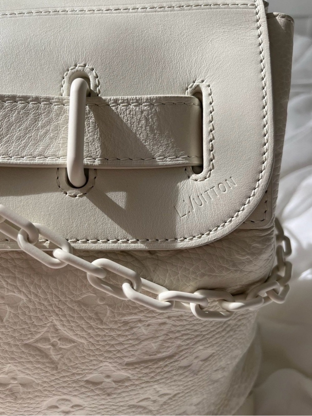 Louis Vuitton Cream Embossed Monogram Backpack - Picture 5 of 10